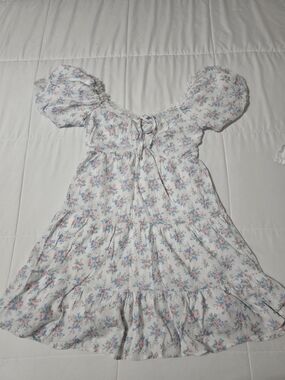 Altar'd State White Mini Dress with Pink & Blue Floral Print